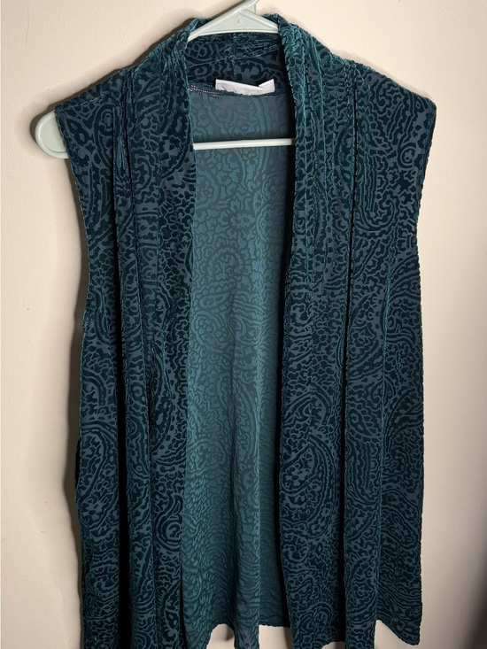 Susan Graver Sweaters - Susan Graver Teal Patterned Open Front Cardigan